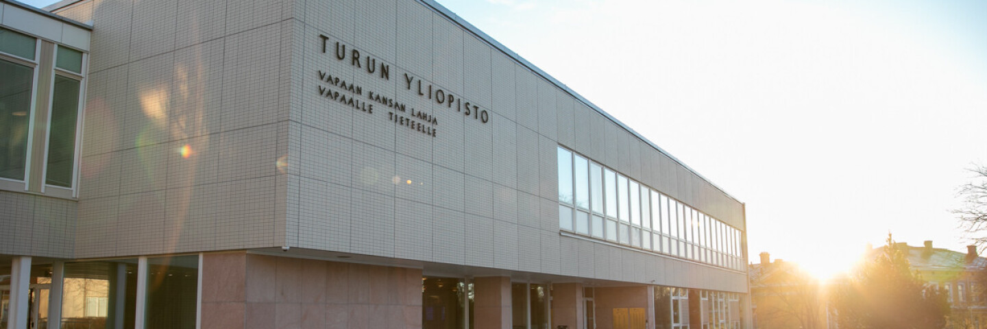 Sun over the main building of the University of Turku