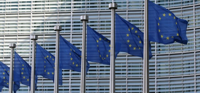 EU flags at the European Commission Berlaymont building