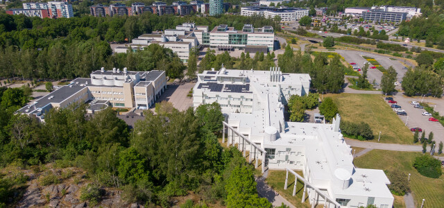 drone image of the university campus in early autumn