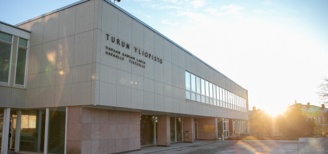 University main building in winter sunlight