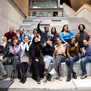 UTUambassadors of 2022-2023 sitting on the stairs of Aurum building